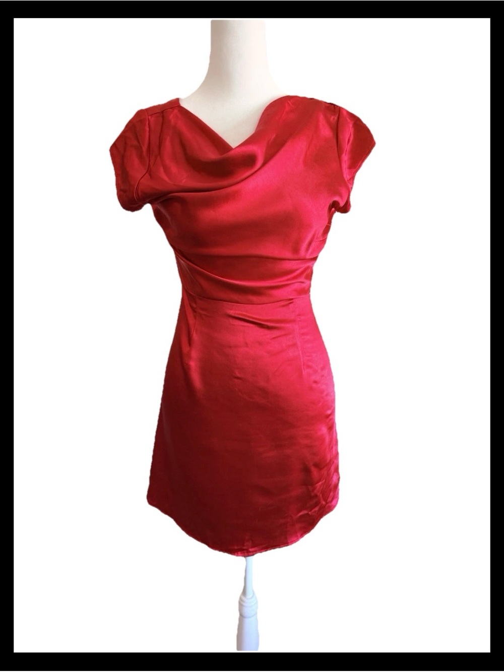 NWT Hello Molly Red Satin mini dress Sz 6 Red cowl neck open back